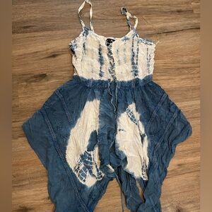 Fairy Blue Tye dye dress/ high low dress